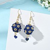 Glass & Dyed Natural Malaysia Jade & Lapis Lazuli Dangle Earrings EJEW-MZ00814-03-1