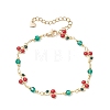 Brass Enamel Cherry Link Bracelets & Necklaces Sets SJEW-JS01367-3