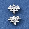 Brass Micro Pave Clear Cubic Zirconia 2-Loop Flower Spacer Bars KK-C258-08S-1