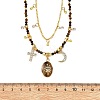Natural Tiger Eye Oval Pendant Brass Cable Chain Double Layer Necklaces for Women NJEW-JN06196-3