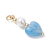 Natural Mashan Jade & Red Jasper & Sodalite & Rose Quartz & Howlite & Green Aventurine Pendants with Round Shell Pearl PALLOY-JF04996-4