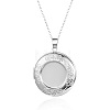 304 Stainless Steel Flat Round Openable Photo Locket Pendant Cable Chain Necklaces for Women WGFF668-06-1
