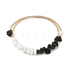 Natural Obsidian & Glass Chip Steel Memory Wire Cuff Bangles for Women BJEW-JB14381-3