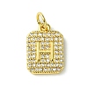 Rack Plating Brass Micro Pave Clear Cubic Zirconia Charms KK-G501-01H-G-1