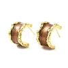 Brass Enamel Stud Earrings EJEW-B120-01G-04-2