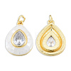 Brass Pave Clear Cubic Zirconia Pendants KK-N227-94D-1