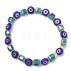 5Pcs 5 Style Natural Lapis Lazuli & Lampwork Evil Eye & Seed Beaded Stretch Bracelets Set BJEW-JB09616-01-3