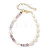 Natural Amethyst & Cultured Freshwater Pearl Beaded Bracelets for Women BJEW-JB13249-02-2