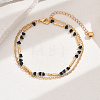 Fashionable Real 18K Gold Plated Brass Glass Double Layers Anklets for Women's Beachwear HR3444-5-1