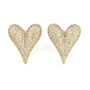 Heart Clear Cubic Zirconia Stud Earrings EJEW-S235-02G-1