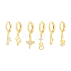 3 Pairs 3 Style Brass Micro Pave Cubic Zirconia Asymmetrical Earrings PW-WG44715-01-5