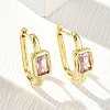 Brass Pave Single Cubic Zirconia Hoop Earrings KK-CBA98BA-18G-1