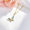 Brass Pave Cubic Zirconia Butterfly Pendant 304 Stainless Steel Cable Chain Necklaces for Women WG0C691-02-1