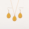 Easter Egg Alloy Enamel Pendant Necklace & Dangle Earrings Sets FS-WG38758-04-1