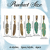 6Pcs 6 Colors Alloy Cord Ends with Feather Charms FIND-GF0009-05-2
