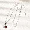 Brass Pave Clear and Red Cubic Zirconia Cherry Pendant 304 Stainless Steel Cable Chain Necklaces for Women NJEW-H092-05P-1
