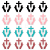Globleland 16Pcs 4 Colors Hand with Cross Silicone Beads SIL-GL0001-07-1