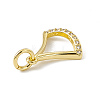 Brass Micro Pave Clear Cubic Zirconia Ginkgo Leaf Charms ZIRC-F132-85G-3
