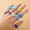 Alloy & Plastic Pearl Cuff Open Rings Set for Girls WG6D6E4-01-2