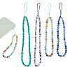 4Pcs 4 Style Round Acrylic Beads & Natural Gemstone Phone Hand Strap Chains FIND-AR0003-89-1