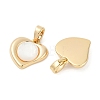 Brass Pave Natural White Shell Heart Charms KK-U043-27G-2