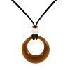 Resin Ring Pendant Long Necklaces with Wax Cord FS-WGD1F48-03-1