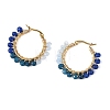 Dyed Natural Malaysia Jade Rondelle Bead & 201 Stainless Steel Hoop Earrings EJEW-JE07415-02-4