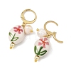Handmade Porcelain Nuggets & Flower Pendants Dangle Earrings EJEW-JE07319-4
