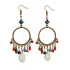 FIBLOOM 1 Pair Natural Shell & Synthetic Turquoise Chandelier Earrings EJEW-FI0001-84-1