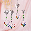 4Pcs 4 Style Butterfly & Heart Crystals Chandelier Suncatchers Prisms Chakra Hanging Pendant AJEW-CF0001-17-9