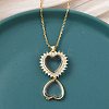 Brass Micro Pave Clear Cubic Zirconia and Glass Heart Locket Photo Pendant 304 Stainless Steel Chain Necklaces for Women NJEW-D341-01G-3