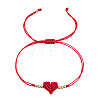 Adjustable Handmade Heart Adjustable Nylon Red String Bracelets with Brass Beads KE0990-5