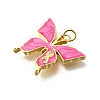 October Breast Cancer Pink Awareness Ribbon Brass Enamel Pendants KK-G525-10G-01-2