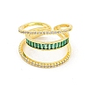 Brass Micro Pave Cubic Zirconia Open Cuff Rings RJEW-G309-43G-2