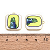 Printed Alloy Enamel Pendants ENAM-N072-01KCG-02-3
