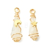 2Pcs Electroplated Natural Quartz Crystal Dyed Copper Wire Wrapped Pendants PALLOY-JF03163-01-1