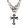 304 Stainless Steel Snak Wheat Chain Viking Cross Pendant Necklaces for Men NJEW-K278-08AS-1