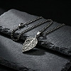 Vintage 304 Stainless Steel Embossed Leaf Pendant Necklaces for Men WGF3091-01-1
