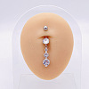 304 Stainless Steel Micro Pave Cubic Zirconia Belly Rings WGADED5-40-1