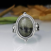 Oval Zinc Alloy Natural Labradorite Finger Rings WG970F5-05-4