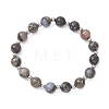 Natural Glaucophane & Brass Beaded Stretch Bracelets for Women BJEW-JB12903-2