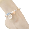 Ocean Natural Clam Shell Charm Anklets AJEW-AN00839-01-2