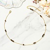 5MM Round Natural Tiger Eye Beads Brass Cable Chain Necklaces for Women NJEW-JN06378-02-1