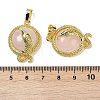 Natural Rose Quartz Flat Round Shaped Brass Pendants KK-F887-03G-29-3