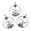 Natural Amethyst and White Shell Copper Wire Wrapped Big Pendants G-K404-01P-1