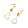 Shell Pearl and Natural Amber Dangle Earrings EJEW-JE07430-4