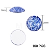 Blue and White Printed Glass Cabochons sgGGLA-SZ0001-13-2