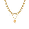 3Pcs Brass Disc Pendant 3 Layer Necklaces for Women FS-WG7502D-04-3