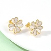 Flower Brass Enamel Stud Earrings EJEW-C177-01G-02-2