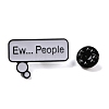 Rectangle with Word Black Alloy Enamel Brooches JEWB-C030-01EB-3